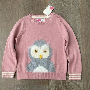 Mini Boden Owl Pink Sweater New Sz 3 - 4y